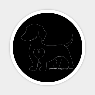 Dachshund With Heart Line Art Design (WHITE) Magnet